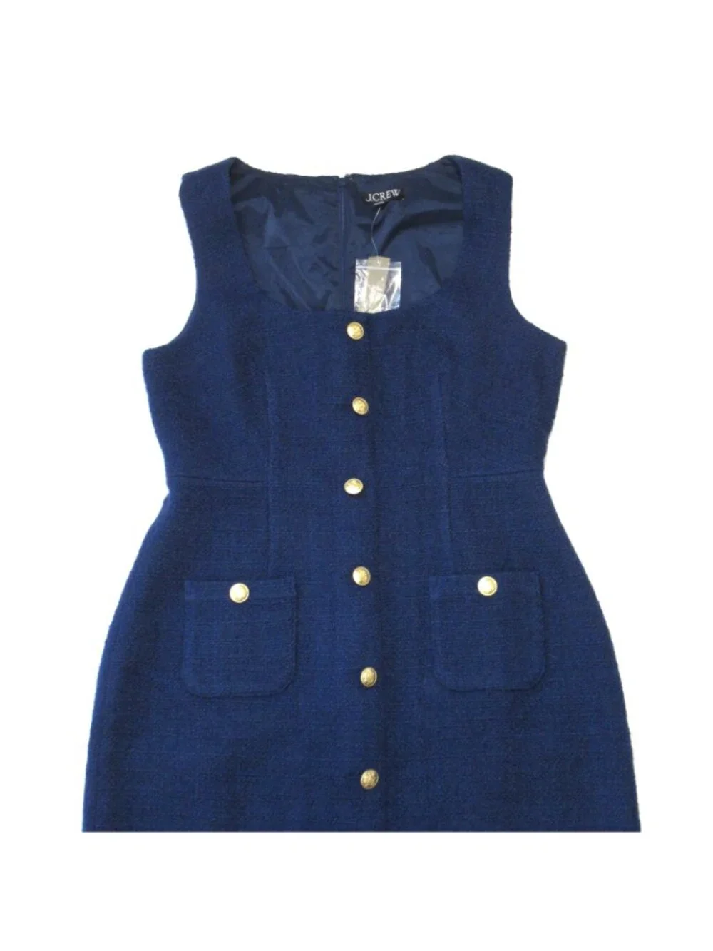 NWT J.Crew Sophia Sleeveless Midi in Dark Evening Blue Tweed Dress 8